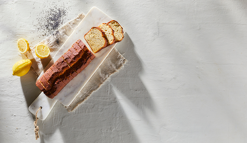 Lemon poppy seed cake pre-sliced